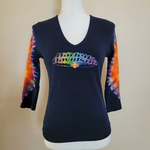 Harley Davidson Tie Dye Graphics Savannah Dealership Tee
